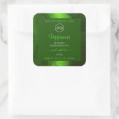 Shimmery Green Marble Modern Product Labels Logo Quadratischer Aufkleber (Tasche)