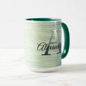 Shimmery Green Monogram Tasse (VorderseiteRechts)