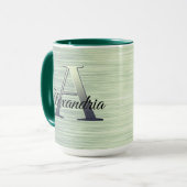 Shimmery Green Monogram Tasse (Vorderseite Links)