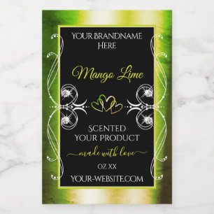 Shimmery Green Yellow Product Labels Jewels Black Lebensmitteletikett