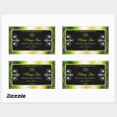 Shimmery Green Yellow Product Labels Jewels Black Rechteckiger Aufkleber (Blatt)