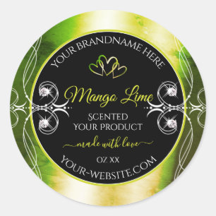 Shimmery Green Yellow Product Labels Jewels Black Runder Aufkleber