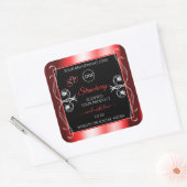 Shimmery Jewels Ruby Red Black Product Labels Logo Quadratischer Aufkleber (Umschlag)