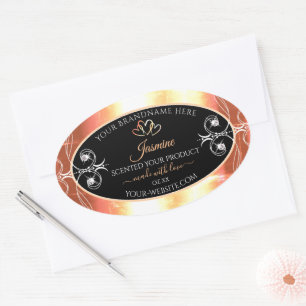 Shimmery Lachs Cream Product Labels Jewels Black Ovaler Aufkleber