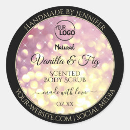 Shimmery Lila-Gold-Glitzer-Logo-Produktkennzeichnu Runder Aufkleber