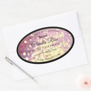 Shimmery Lila Gold Glitzer Sparkle Produktkennzeic Ovaler Aufkleber