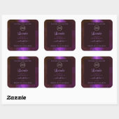 Shimmery Lila Marble Elegante Product Labels Logo Quadratischer Aufkleber (Blatt)