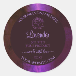 Shimmery Lila Marmorprodukte Etiketten Rose Blume Runder Aufkleber