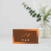 Shimmery Orange Brown Sparkling Jewels Monogram Visitenkarte (Stehend Vorderseite)