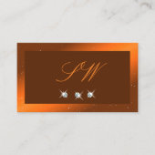 Shimmery Orange Brown Sparkling Jewels Monogram Visitenkarte (Vorderseite)