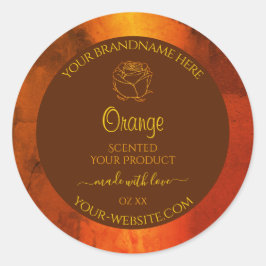 Shimmery Orange-Marmorprodukte Rose Blume Runder Aufkleber