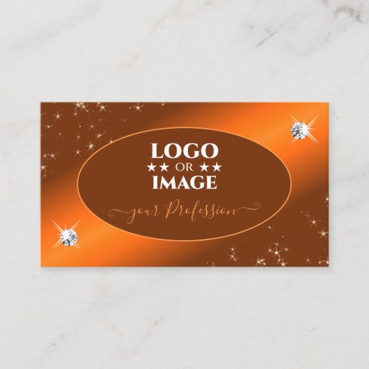 Shimmery Orange Niedlich Glitzer Stars Jewels Logo Visitenkarte (Vorderseite)