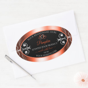 Shimmery Orange Red Black Product Labels Ornamente Ovaler Aufkleber