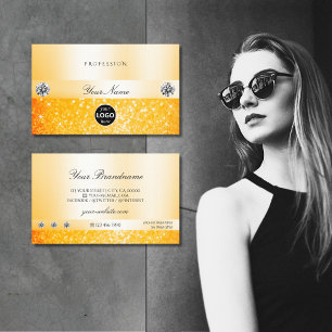 Shimmery Orange Sparkle Glitzer Diamonds mit Logo Visitenkarte