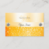 Shimmery Orange Sparkle Glitzer Monogram Diamonds Visitenkarte (Vorderseite)