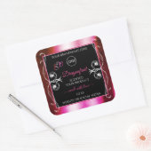 Shimmery Pink Black Product Labels Diamonds Logo Quadratischer Aufkleber (Umschlag)