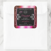 Shimmery Pink Black Product Labels Diamonds Logo Quadratischer Aufkleber (Tasche)