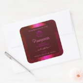 Shimmery Pink Red Marble Product Label Rose Blume Quadratischer Aufkleber (Umschlag)