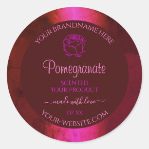 Shimmery Pink Red Marble Product Label Rose Blume Runder Aufkleber