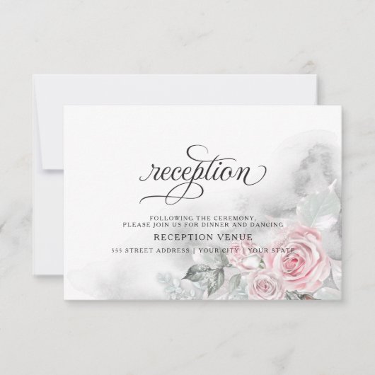 Shimmery Pink Roses BarefootBride™ Einladung (Vorderseite)