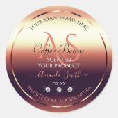 Shimmery Red Brown Product Labels Jewels Initials Runder Aufkleber (Vorderseite)