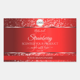 Shimmery Red Logo Initials Glitzer Produktmarken Rechteckiger Aufkleber