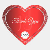 Shimmery Red mit Logoinitis Glitzer Vielen Dank Herz-Aufkleber (Vorderseite)