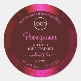 Shimmery rosa rote Marmormarken mit Logo Runder Aufkleber