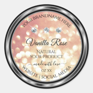 Shimmery Rose Gold Glitzer Produktkennzeichnungen Runder Aufkleber