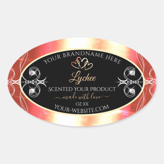 Shimmery Rose Gold Produktkennzeichnungen Diamonds Ovaler Aufkleber (Vorderseite)