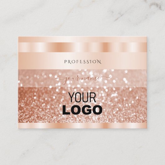 Shimmery Rose Gold Sparkle Glitzer Logo hinzufügen Visitenkarte (Vorderseite)