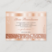 Shimmery Rose Gold Sparkle Glitzer Monogram Luxus Visitenkarte (Rückseite)