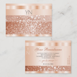 Shimmery Rose Gold Sparkle Glitzer Monogram Luxus Visitenkarte