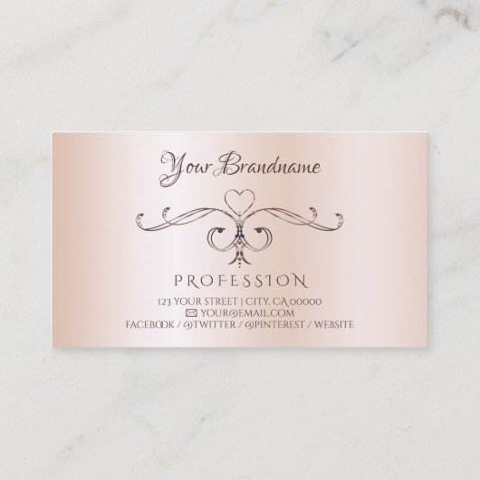 Shimmery Rose Verziert Corner Initials Pastel Pink Visitenkarte (Rückseite)