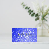 Shimmery Royal Blue Glitzer Sparkle Stars Monogram Visitenkarte (Stehend Vorderseite)