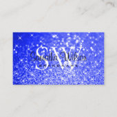 Shimmery Royal Blue Glitzer Sparkle Stars Monogram Visitenkarte (Vorderseite)