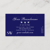 Shimmery Royal Blue Sparkling Diamonds Initials Visitenkarte (Rückseite)