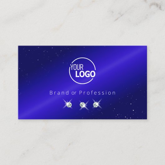 Shimmery Royal Blue Sparkling Diamonds mit Logo Visitenkarte (Vorderseite)