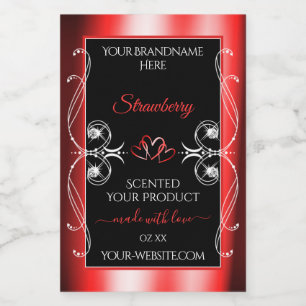 Shimmery Ruby Red Frame Black Product Label Juwele Lebensmitteletikett