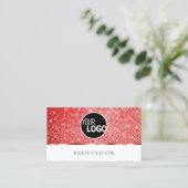 Shimmery Ruby Red Glitzer Sparkle Stars Logo hinzu Visitenkarte (Stehend Vorderseite)