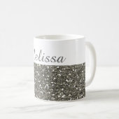 Shimmery silberner Glitzer mein Name Kaffeetasse (VorderseiteRechts)