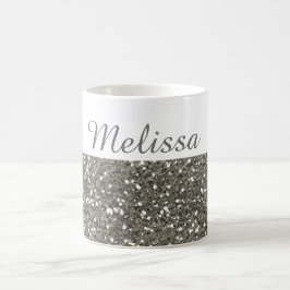 Shimmery silberner Glitzer mein Name Kaffeetasse