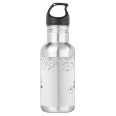 Shimmery Silver Satin & Glitzer Glitzern Edelstahlflasche (Vorderseite)