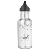 Shimmery Silver Satin & Glitzer Glitzern Edelstahlflasche (Links)