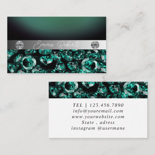 Shimmery Silver Sparkle Glitzer Diamonds Business Visitenkarte (Vorne/Hinten)