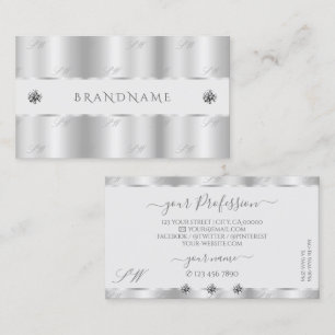 Shimmery Silver Sparkle Jewels Monogram Luxuriöse Visitenkarte