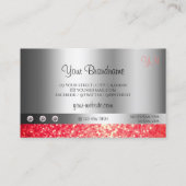 Shimmery Silver Sparkle Ruby Red Glitzer Monogram Visitenkarte (Rückseite)