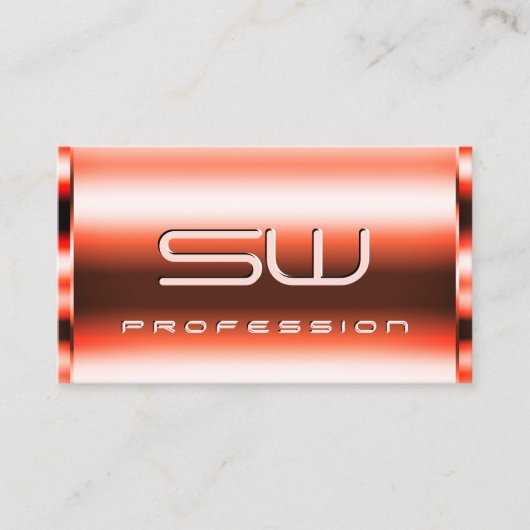 Shimmery Vermilion Rote 3D-Initialen Eröffnung Stu Visitenkarte (Vorderseite)