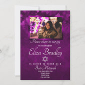 Shimmery Violet Bat Mitzvah Einladung mit Star (Vorderseite)