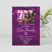 Shimmery Violet Bat Mitzvah Einladung mit Star (Stehend Vorderseite)